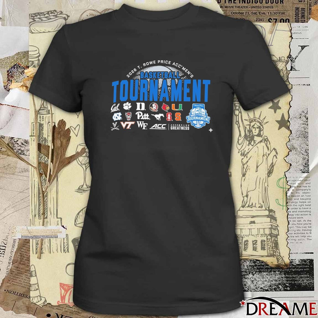 2026 T. Rowe Price Acc Men’s Basketball Tournament Team Logos For Atlantic Coast Conference t-shirt