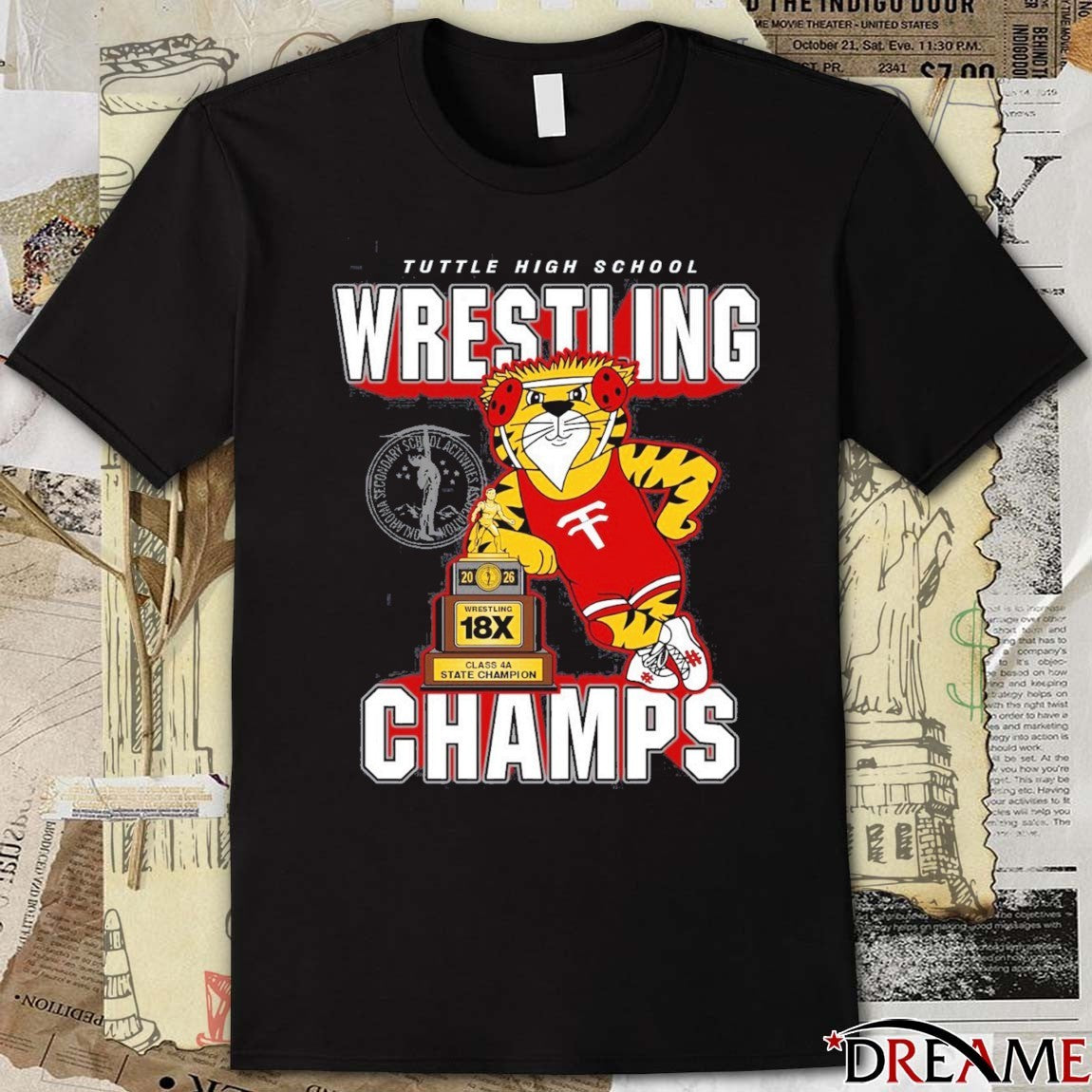 2026 Tuttle High School Wrestling Class 4A State Champion Mascot t-shirt