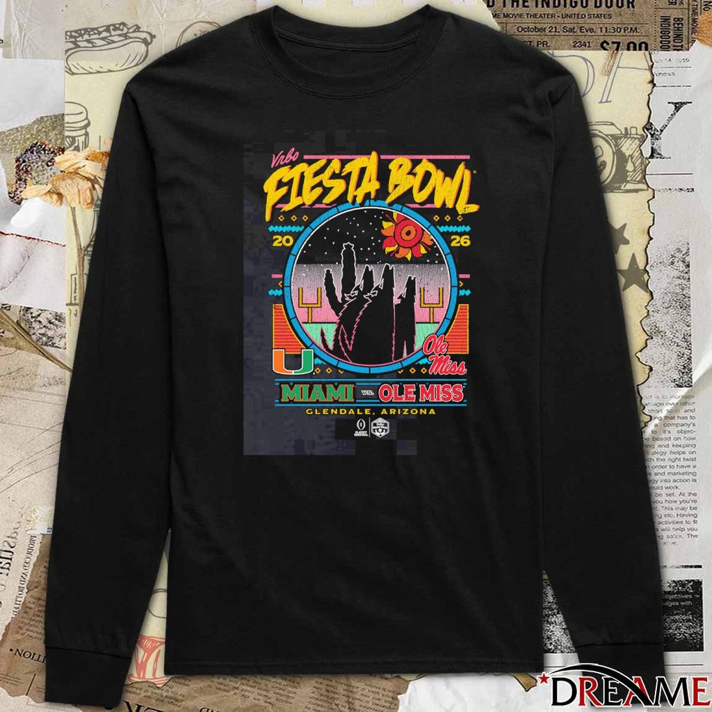 2026 Vrbo Fiesta Bowl Miami Vs Ole Miss Matchup CFP Semifinal Neon Nightfall Glendale AZ t-shirt