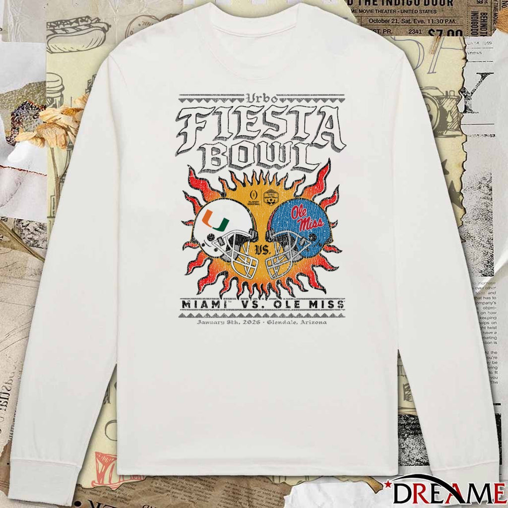 2026 Vrbo Fiesta Bowl Miami Vs Ole Miss Matchup CFP Semifinal Solar Standoff Glendale AZ t-shirt