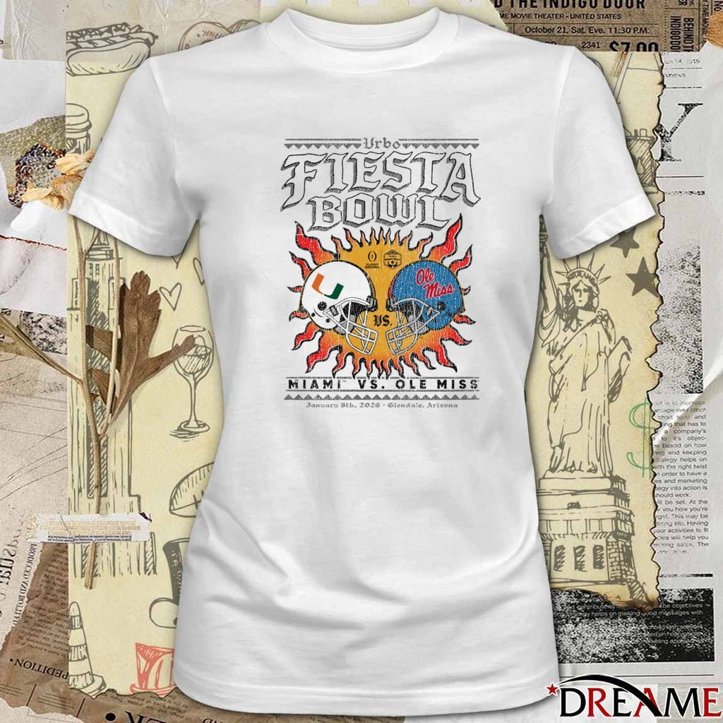 2026 Vrbo Fiesta Bowl Miami Vs Ole Miss Matchup CFP Semifinal Solar Standoff Glendale AZ t-shirt