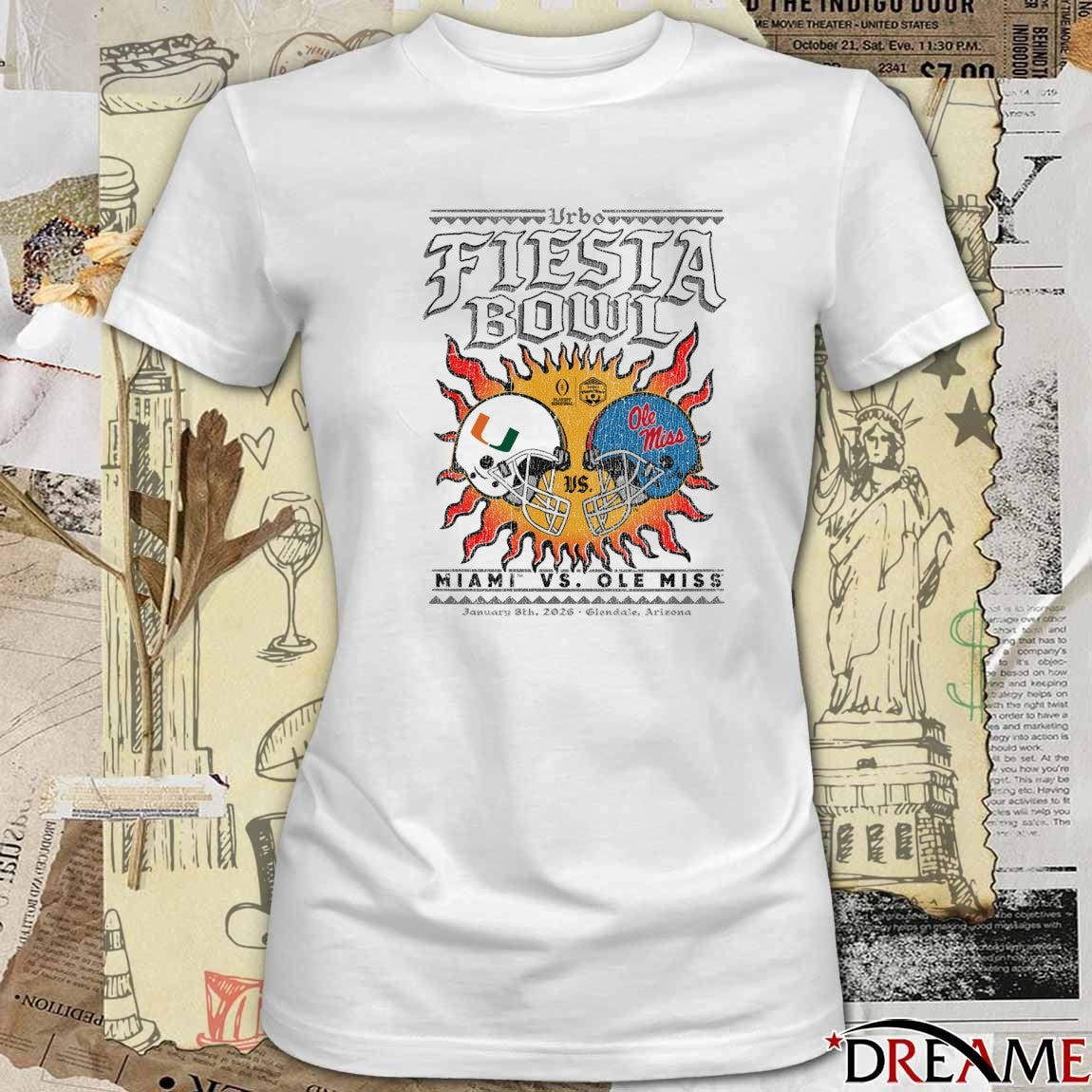 2026 Vrbo Fiesta Bowl Miami Vs Ole Miss Matchup CFP Semifinal Solar Standoff Glendale AZ t-shirt