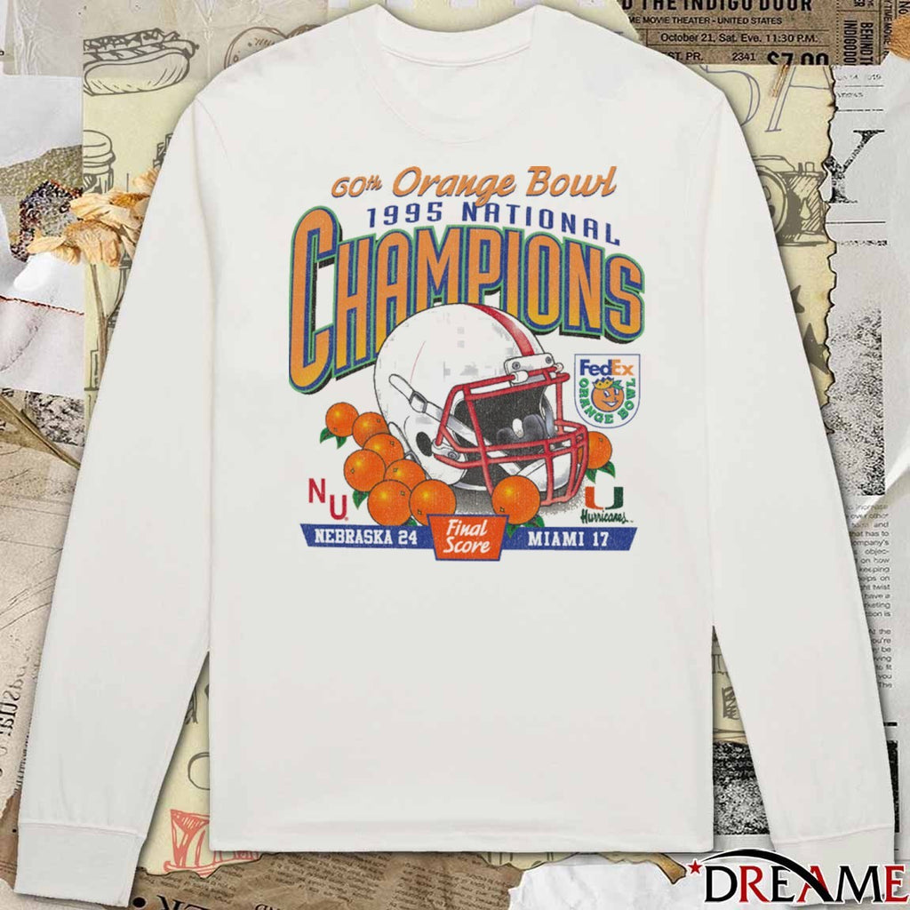 60th Orange Bowl 1995 National Champions Nebraska Vs Miami Final Score 24 – 17 t-shirt
