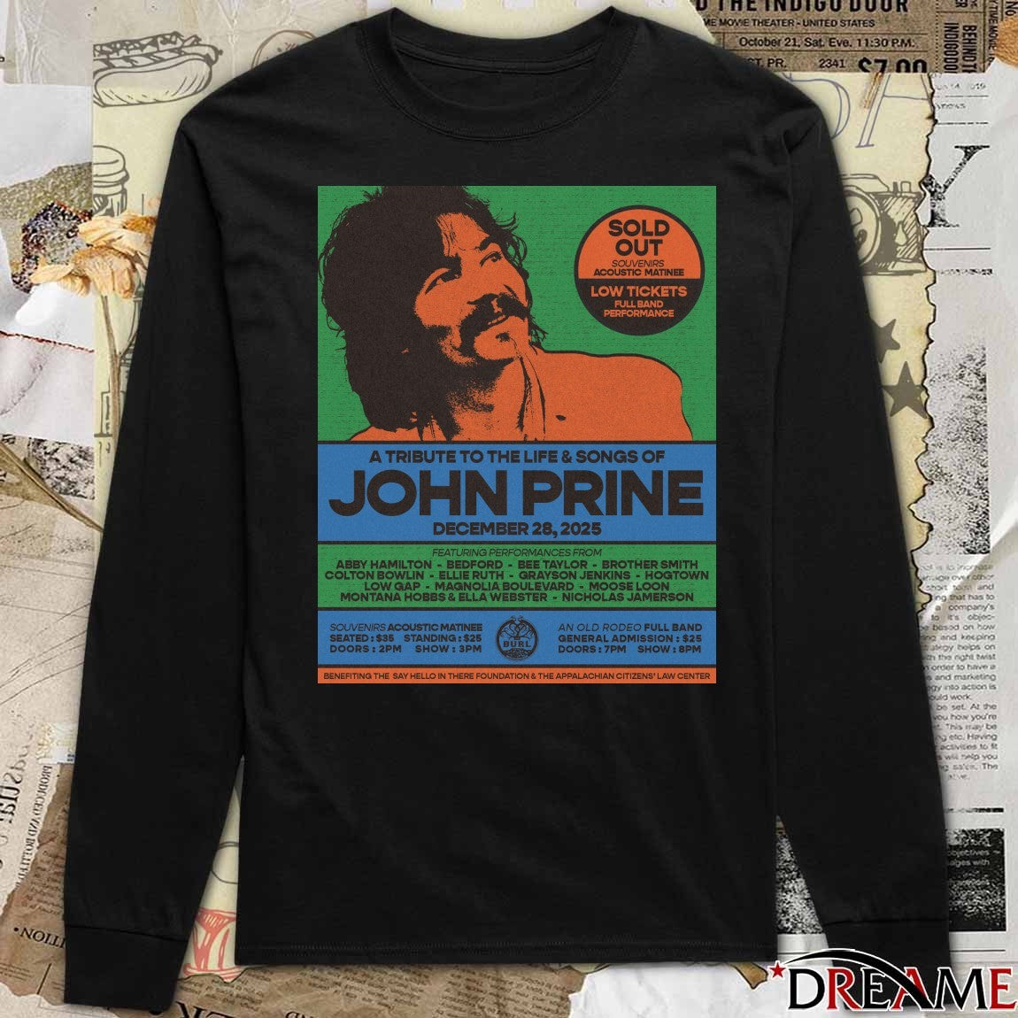 A Tribute to the Life and Songs of John Prine December 28 2025 Poster t-shirt