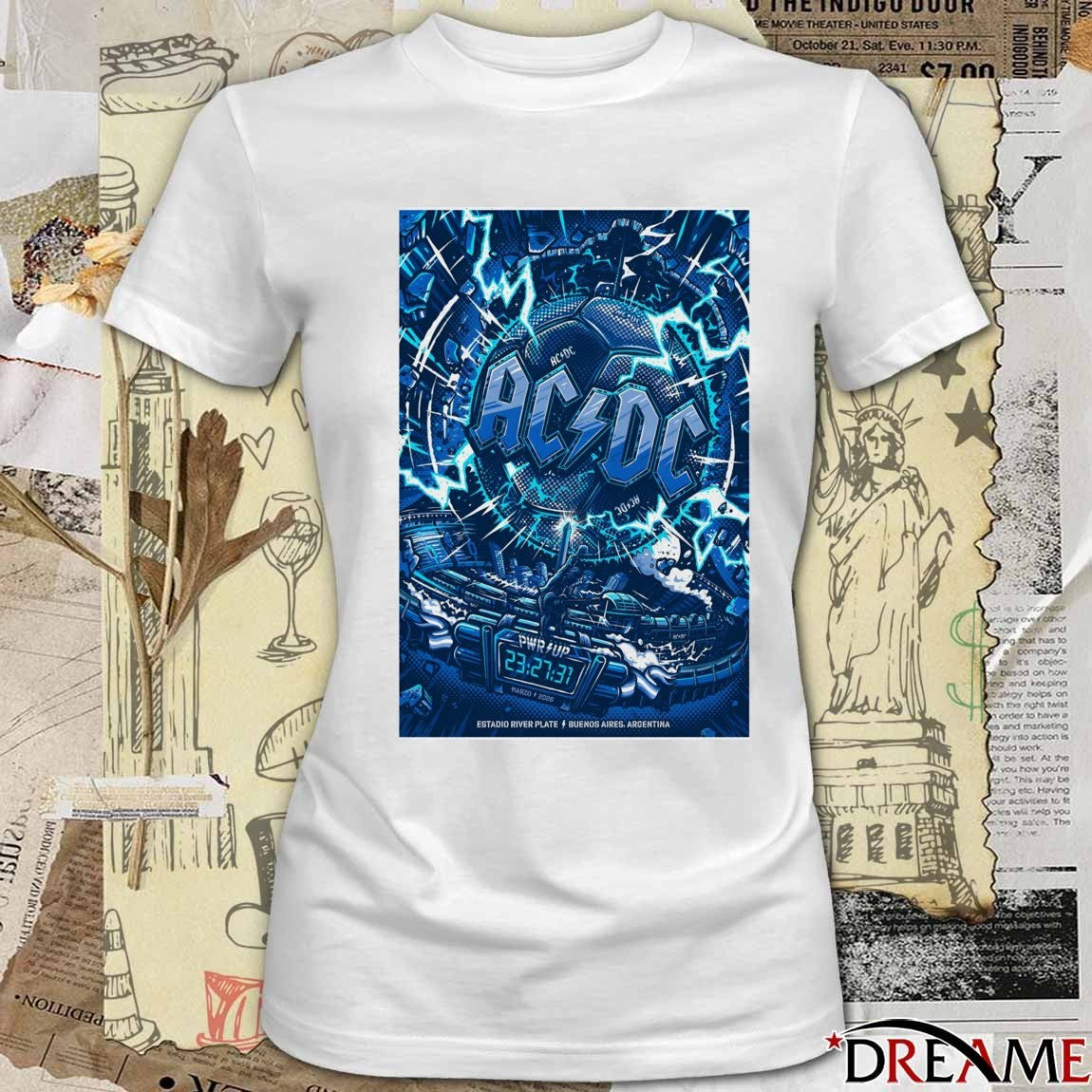 AC DC Estadio River Plate Buenos Aires Argentina PWR Up Tour March 2026 Poster t-shirt