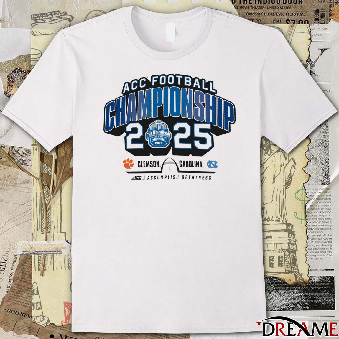 ACC Atlantic Coast Conference Football Championship 2025 Clemson Tigers Vs North Carolina Tar Heels t-shirt