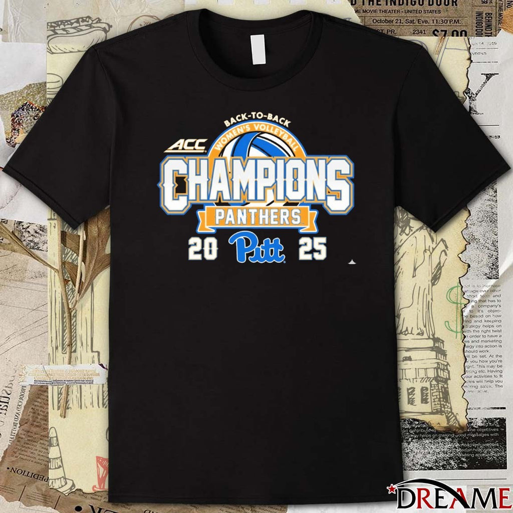 ACC Pitt Panthers 2025 ACC Volleyball Champions Back-To-Back Logo t-shirt
