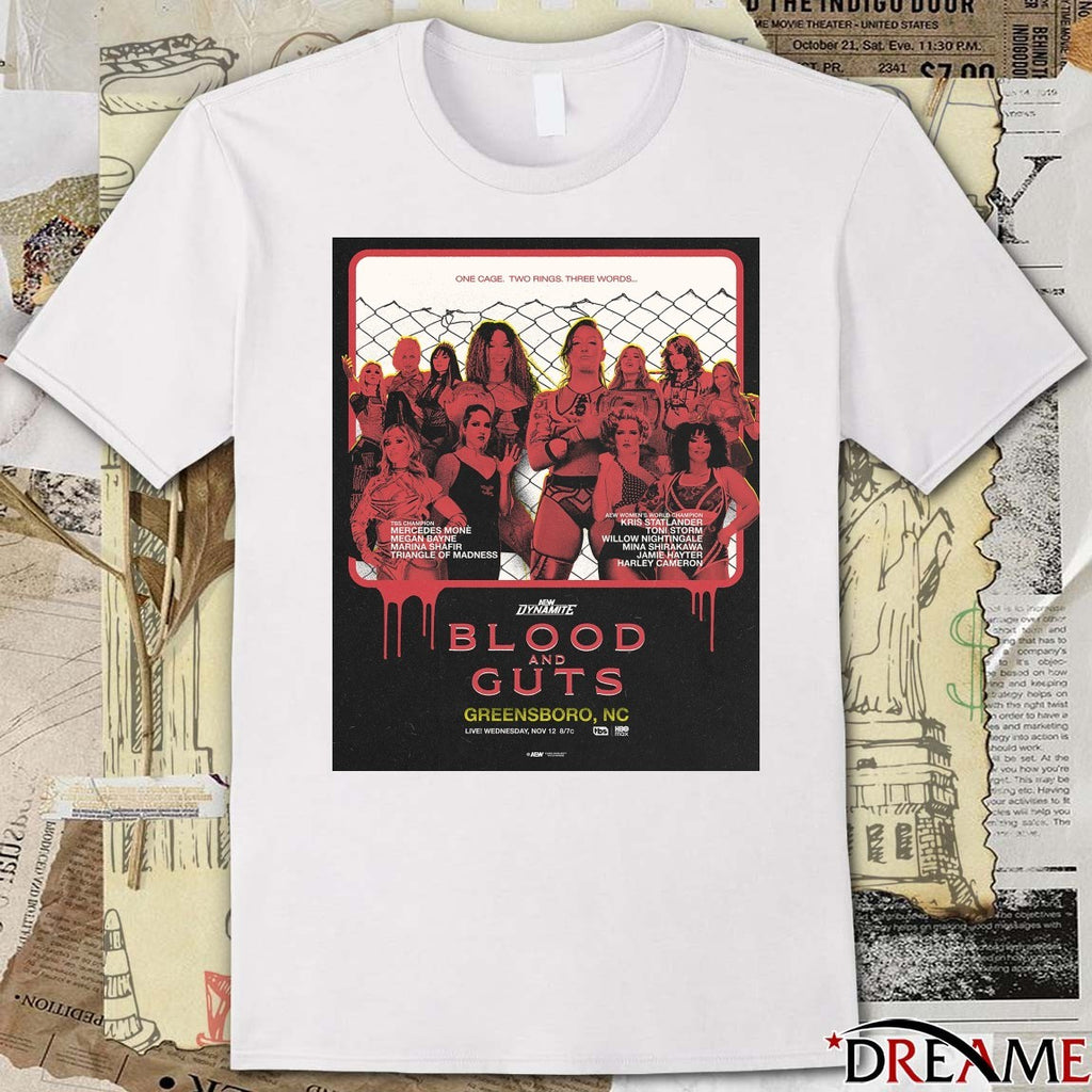 AEW Dynamite Blood and Guts Greensboro, NC November 12 2025 Poster t-shirt
