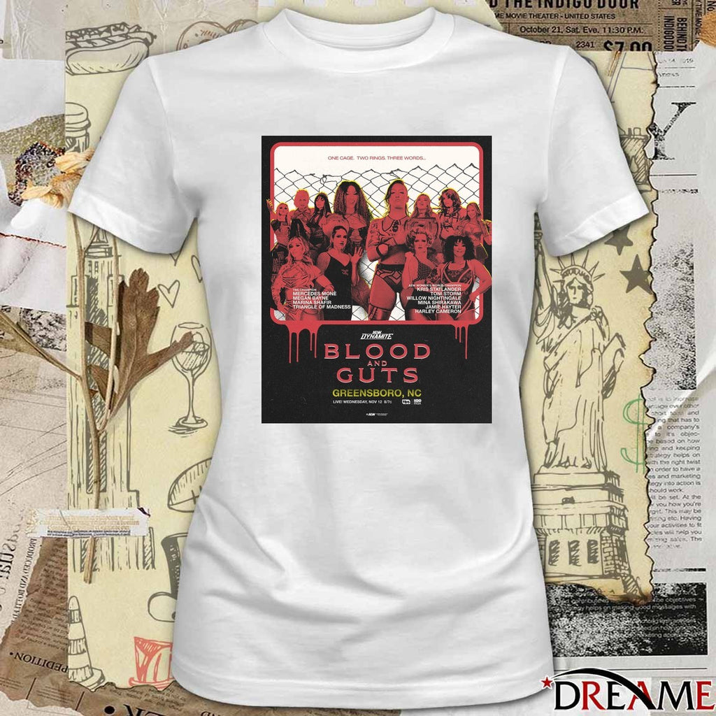 AEW Dynamite Blood and Guts Greensboro, NC November 12 2025 Poster t-shirt
