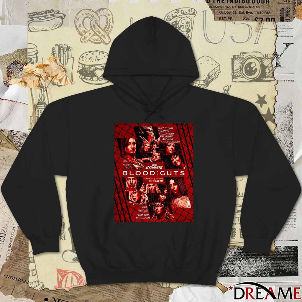 AEW Dynamite Blood and Guts Kris Statlander, Toni Storm, Willow Nightingale, Jamie Hayter, and Mercedes Moné 2025 Poster t-shirt