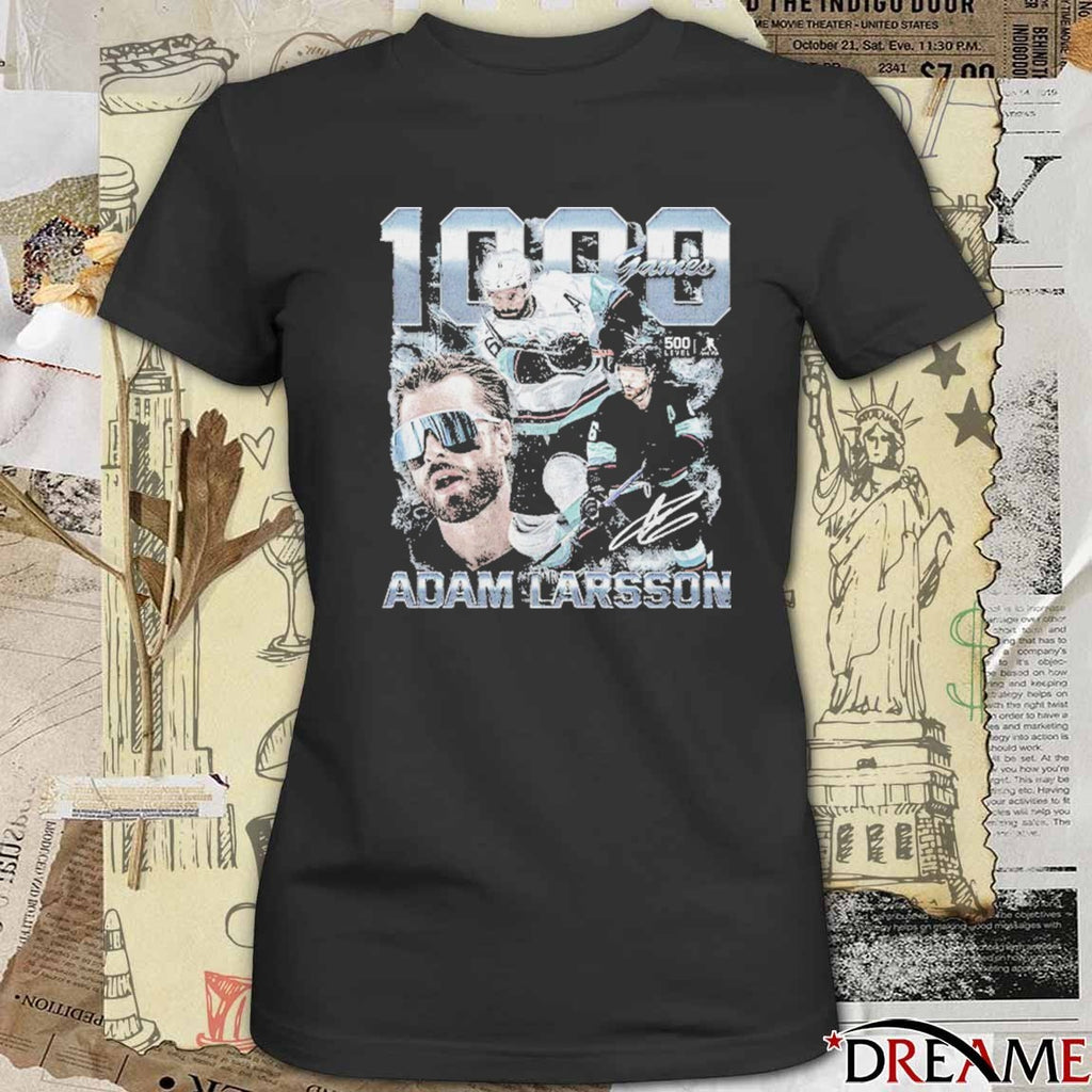 Adam Larsson Seattle Kraken Hockey 1000 Games F&B Signature t-shirt