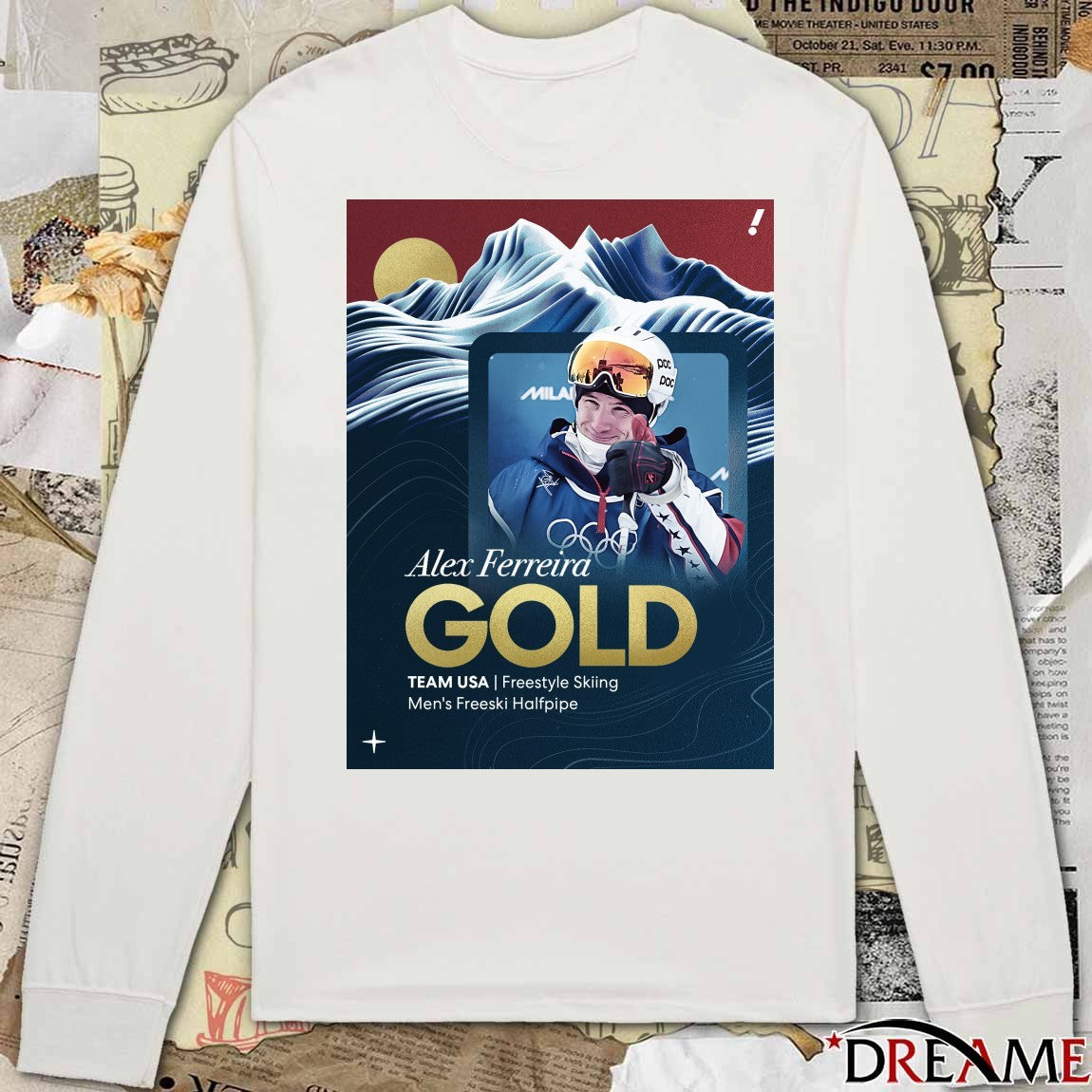 Alex Ferreira GOLD TEAM USA Freestyle Skiing Men’s Freeski Halfpipe Poster t-shirt