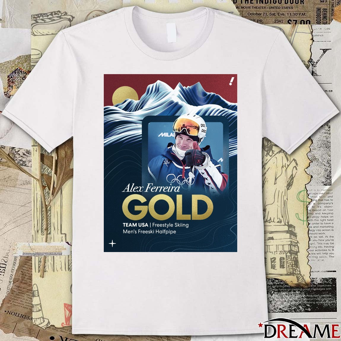 Alex Ferreira GOLD TEAM USA Freestyle Skiing Men’s Freeski Halfpipe Poster t-shirt