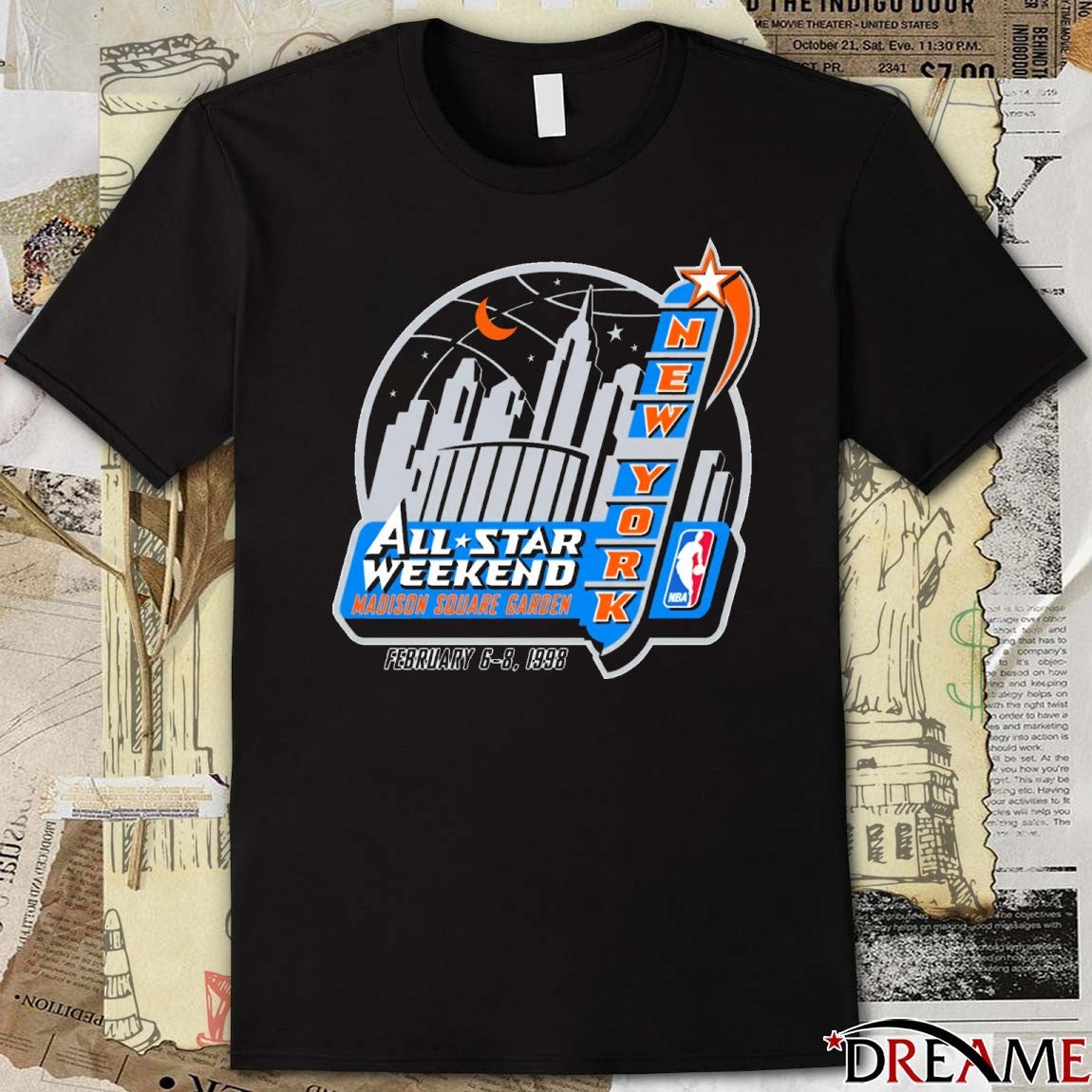 All-Stars Weekend Madison Square Garden February 6-8 1998 NBA New York Logo t-shirt