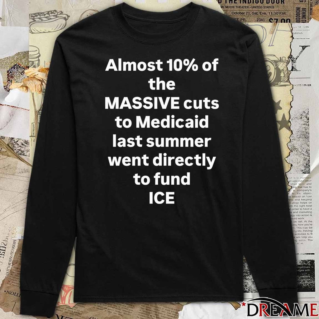 Almost 10% Of The Massive Cuts To Medicaid Last Summer Went Directly To Fund ICE Fund Health care Stop ICE t-shirt