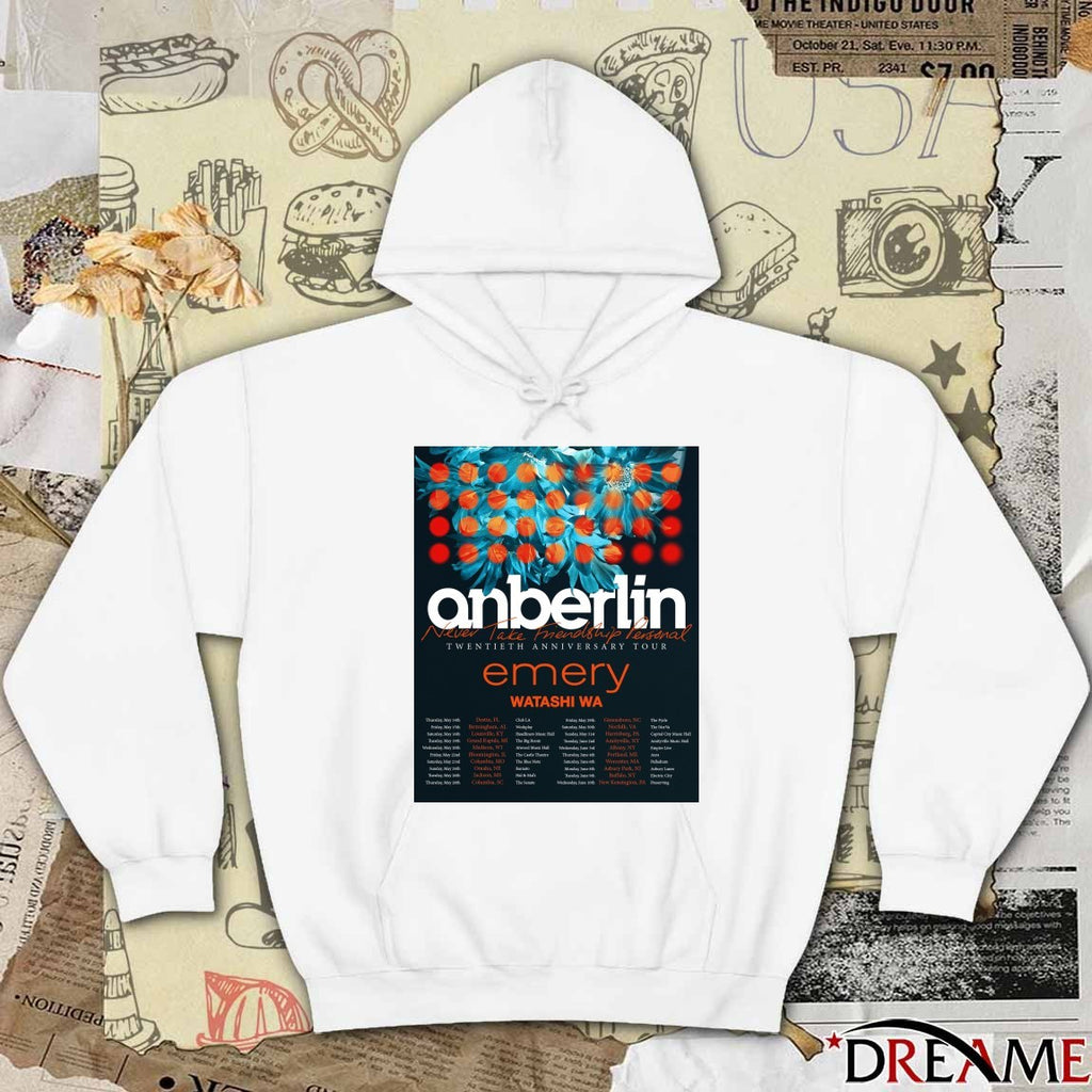 Anberlin Never Take Friendship Personal Twentieth Anniversary Tour 2026 Poster t-shirt
