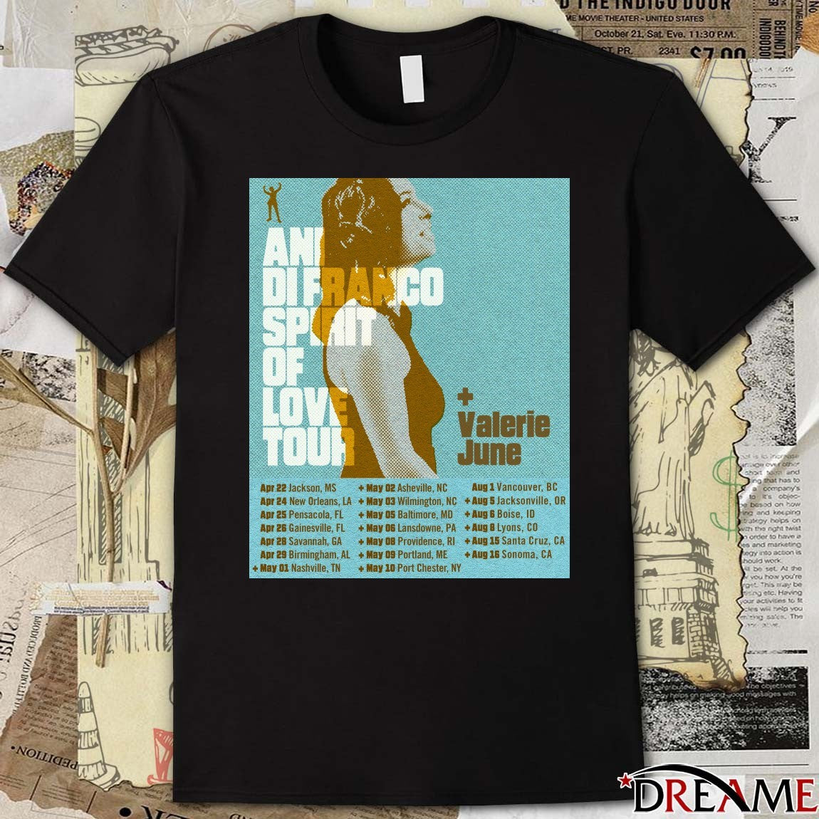 Ani Difranco Spirit Of Love Tour + Valerie June t-shirt