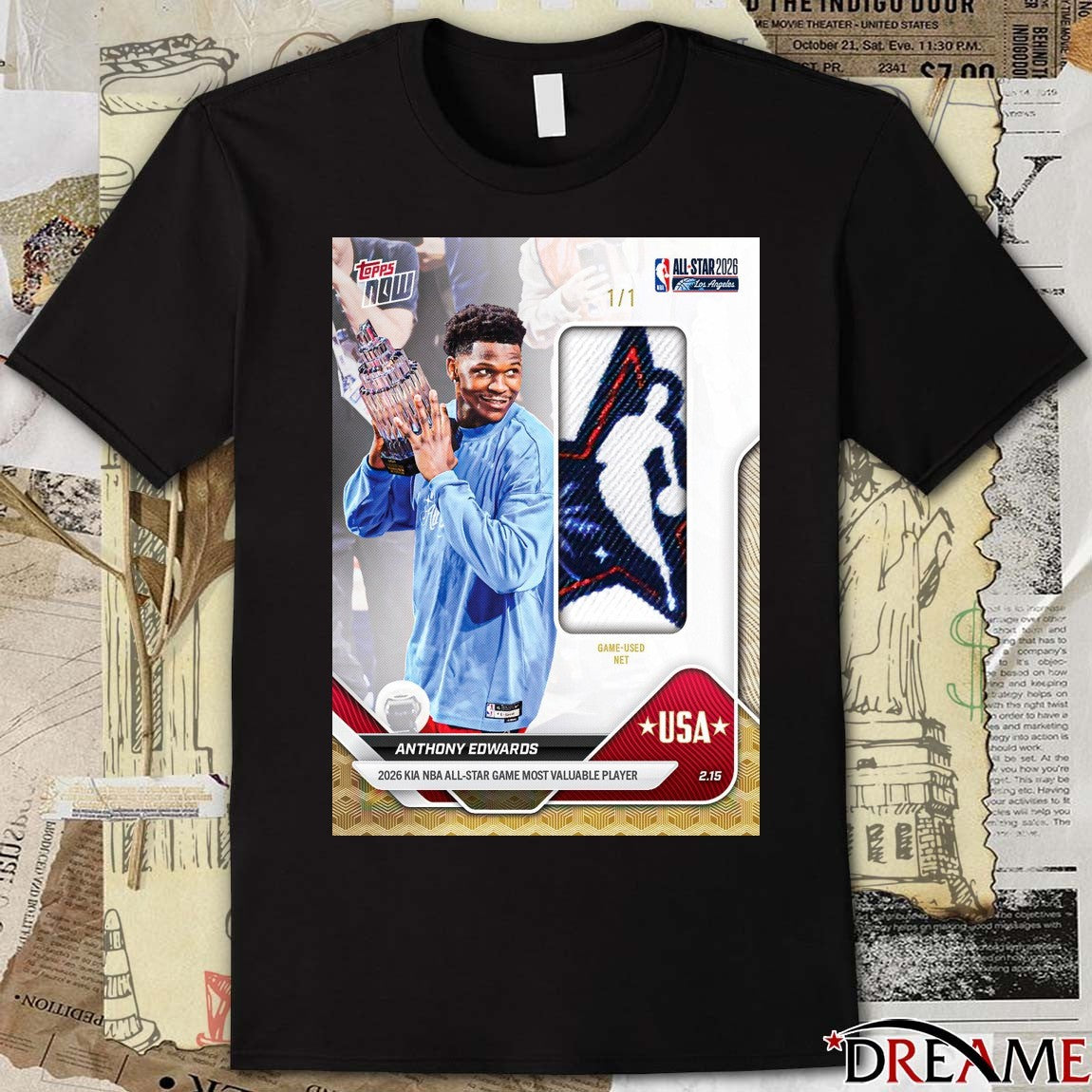 Anthony Edwards 2026 KIA NBA All-star Game Most Valuable Player Topps Now t-shirt