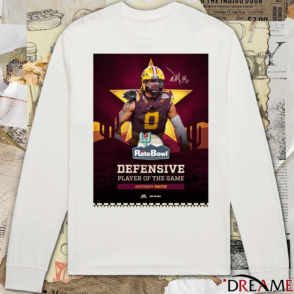 Anthony Smith Defensive Player of the Game Minnesota Golden Gophers 2025 Rate Bowl Signature Poster t-shirt