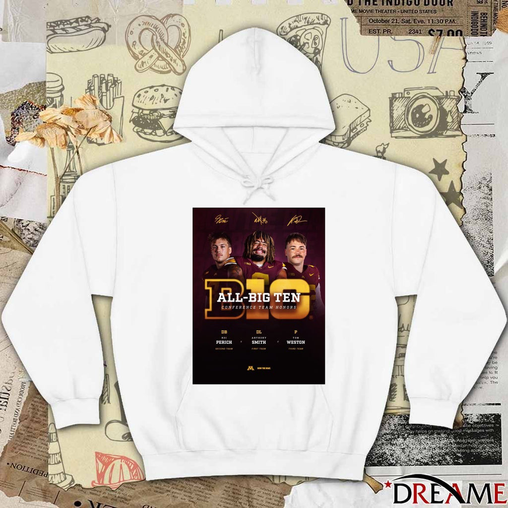 Anthony Smith, Koi Perich and Tom Weston Minnesota Golden Gophers All-Big Ten Conference team honors signatures Poster t-shirt