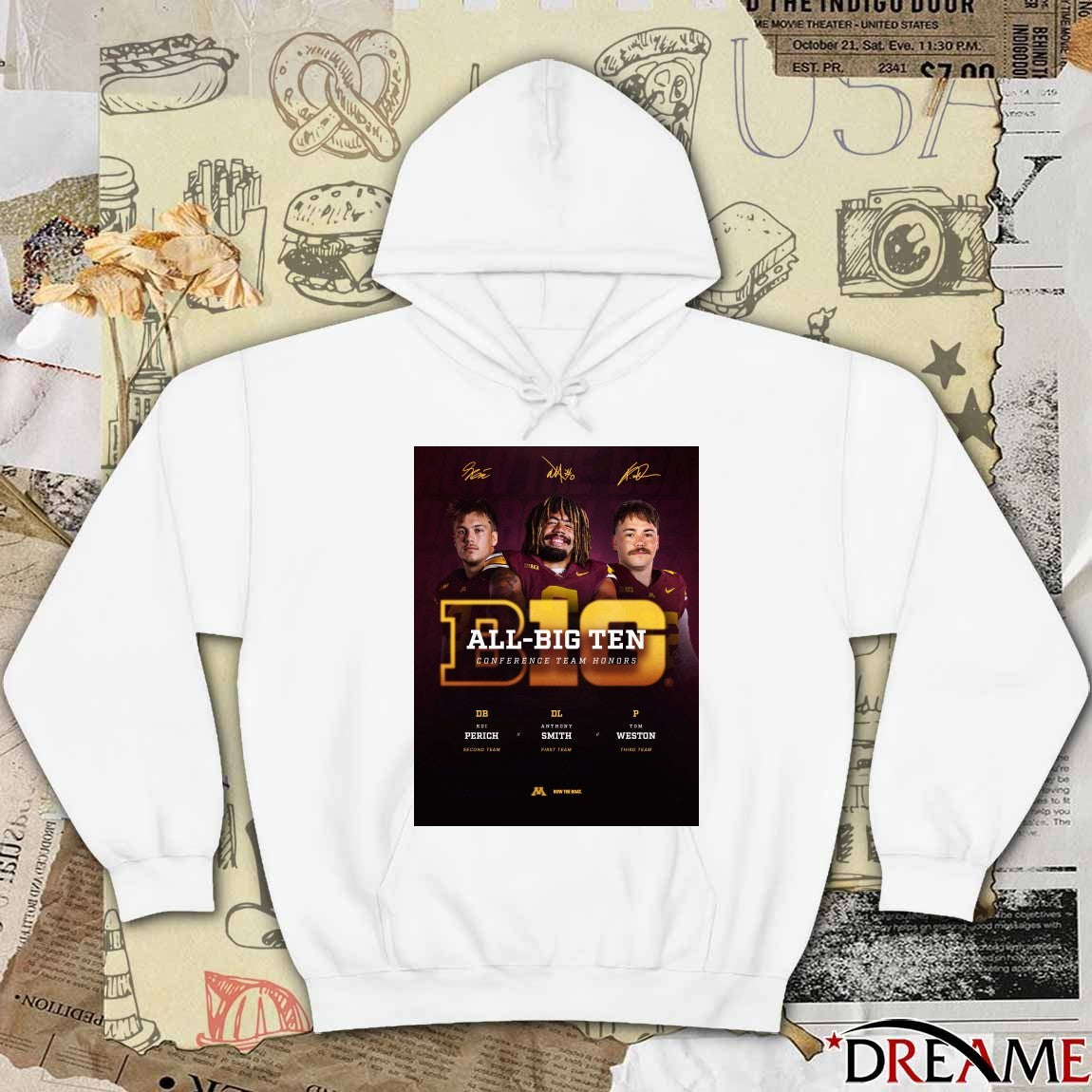 Anthony Smith, Koi Perich and Tom Weston Minnesota Golden Gophers All-Big Ten Conference team honors signatures Poster t-shirt