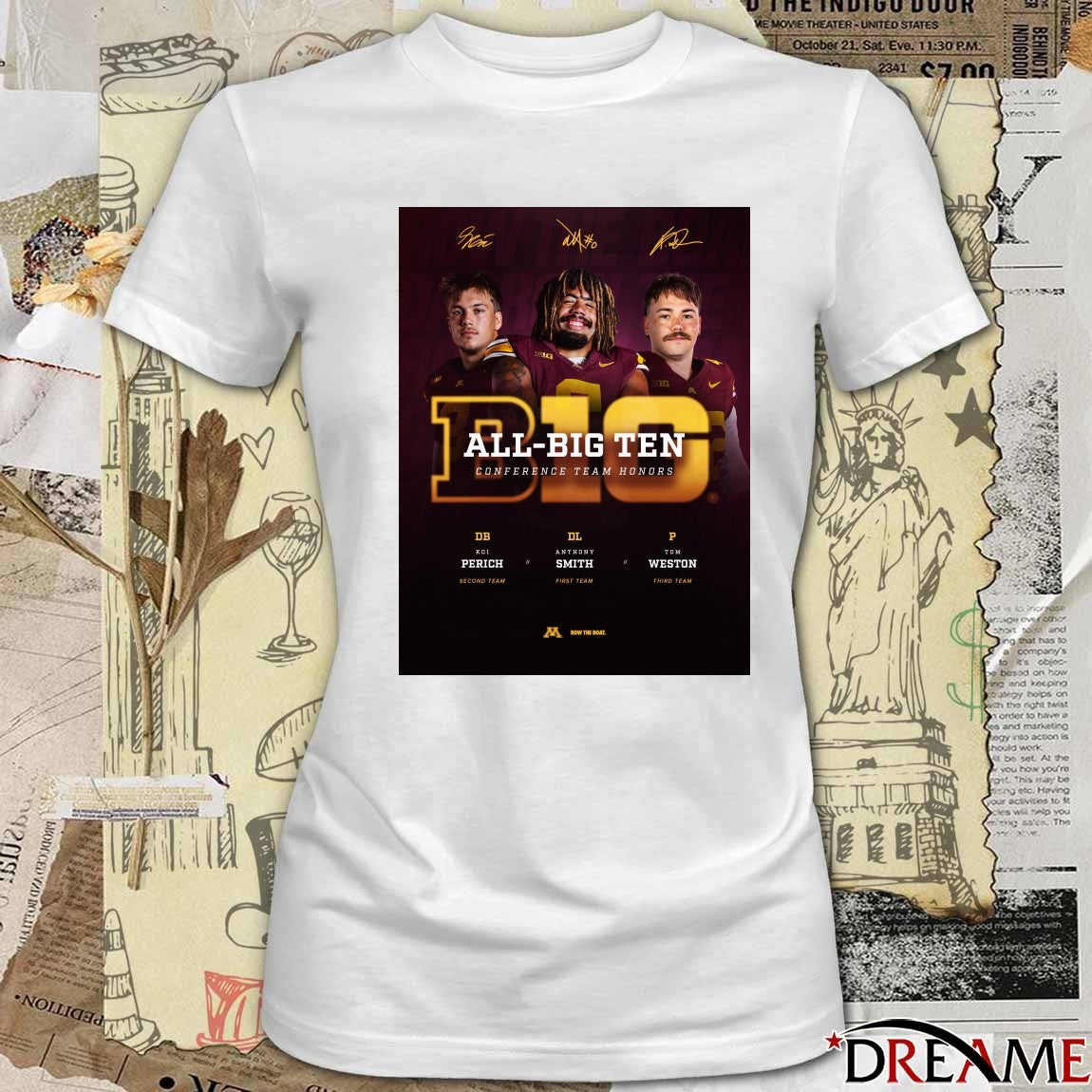 Anthony Smith, Koi Perich and Tom Weston Minnesota Golden Gophers All-Big Ten Conference team honors signatures Poster t-shirt