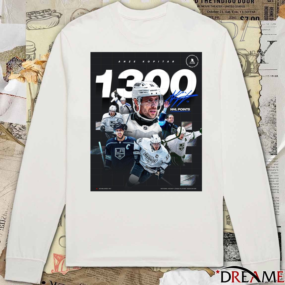 Anze Kopitar Los Angeles Kings 1300 NHL Points Signature 2026 Poster t-shirt