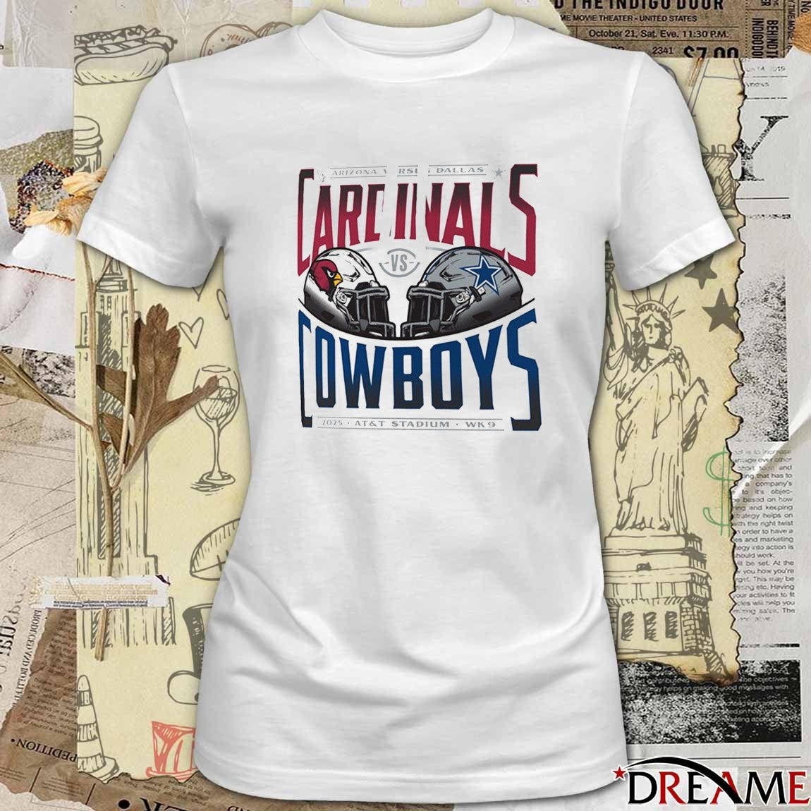 Arizona Cardinals Vs Dallas Cowboys 2025 AT&T Stadium Week 6 Helmet t-shirt