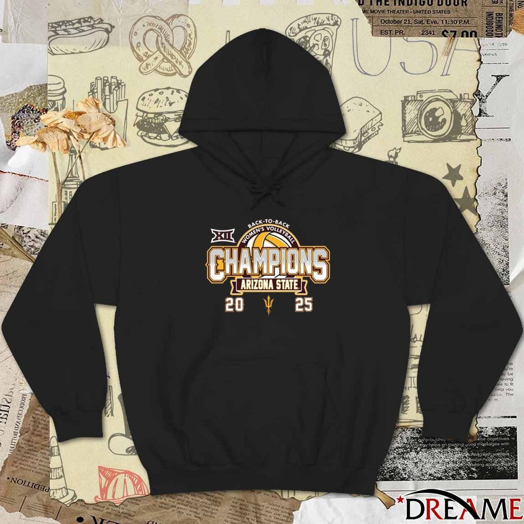 Arizona State Sun Devils 2025 Big 12 NCAA Volleyball Champions Back-To-Back t-shirt