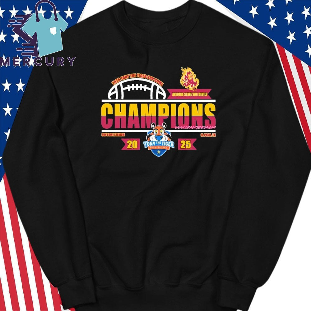Arizona State Sun Devils 2025 Tony the Tiger Sun Bowl Champions Locker Room Shirt