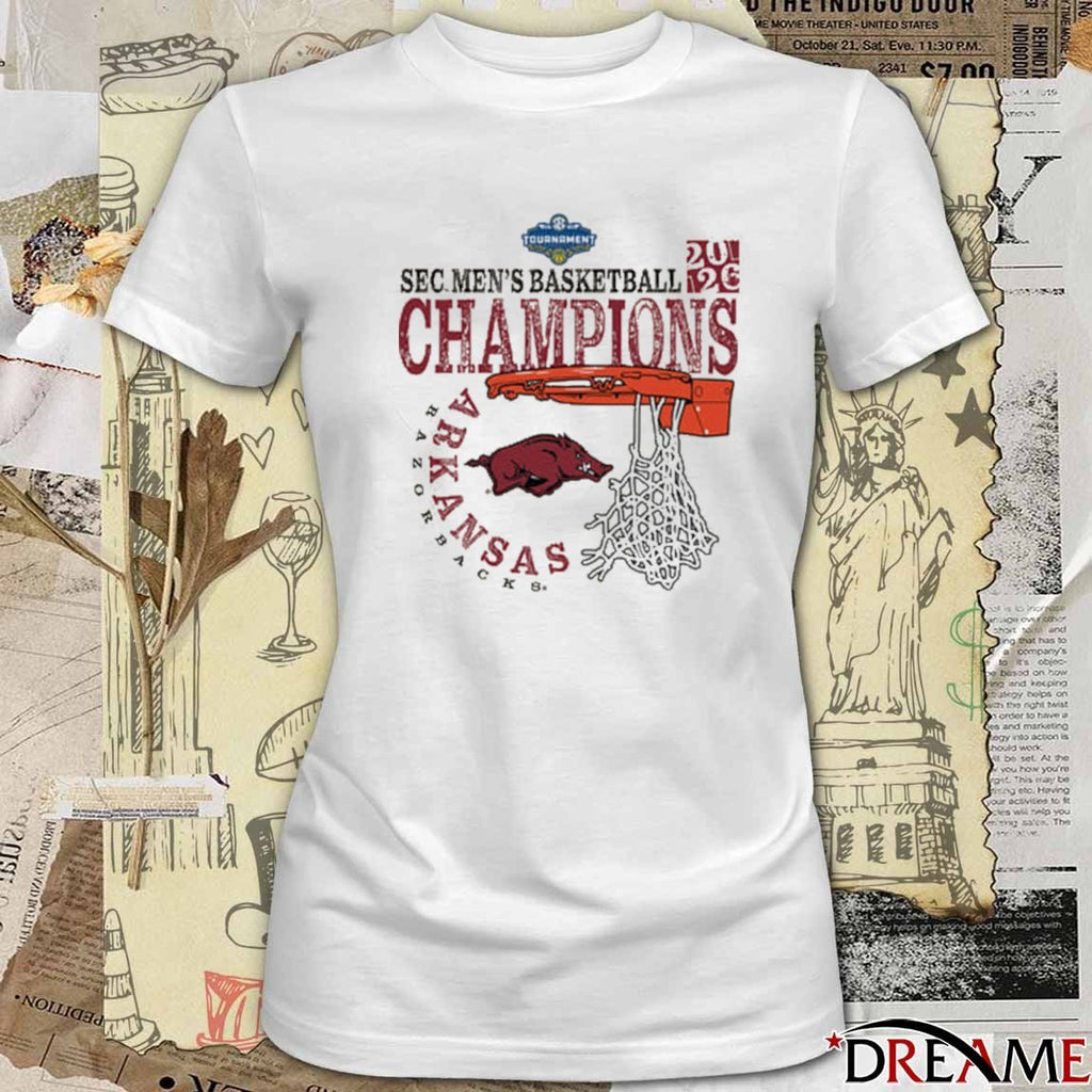 Arkansas Razorbacks 2026 SEC Men’s Basketball Tournament Champions Cut Nets t-shirt