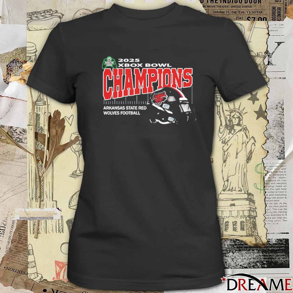 Arkansas State Red Wolves 2025 Xbox Bowl Champions Ford Center Frisco Texas On December 18th Helmet t-shirt