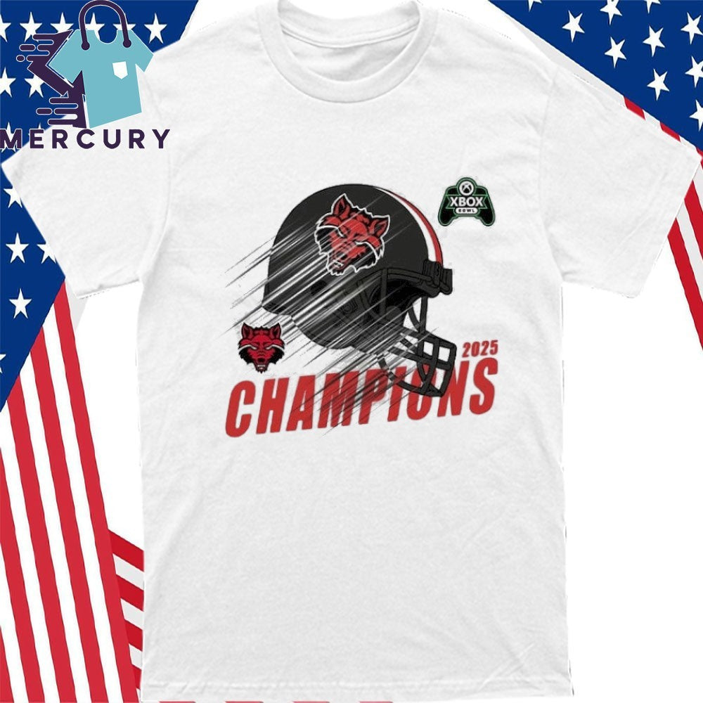 Arkansas State Red Wolves Football 2025 Xbox Bowl Champions Helmet Shirt