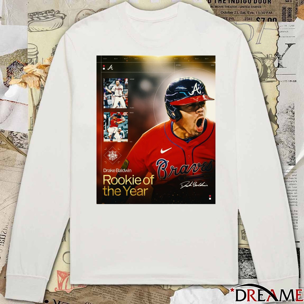 Atlanta Braves Drake Baldwin 2025 National League Rookie of the Year award Signature Poster t-shirt