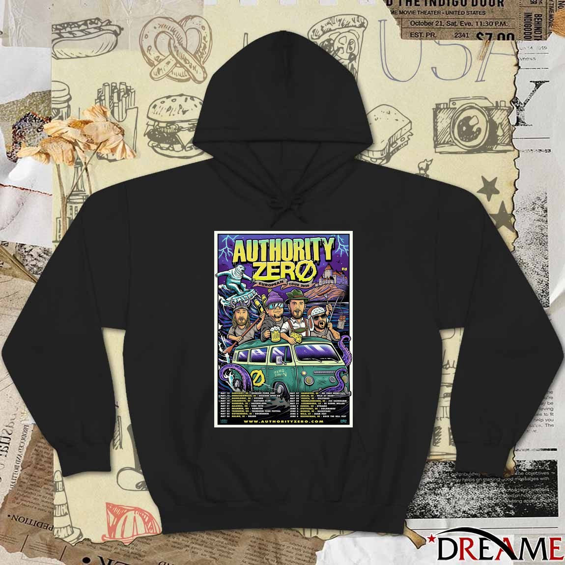 Authority Zero European Tour 2026 May – June Poster t-shirt