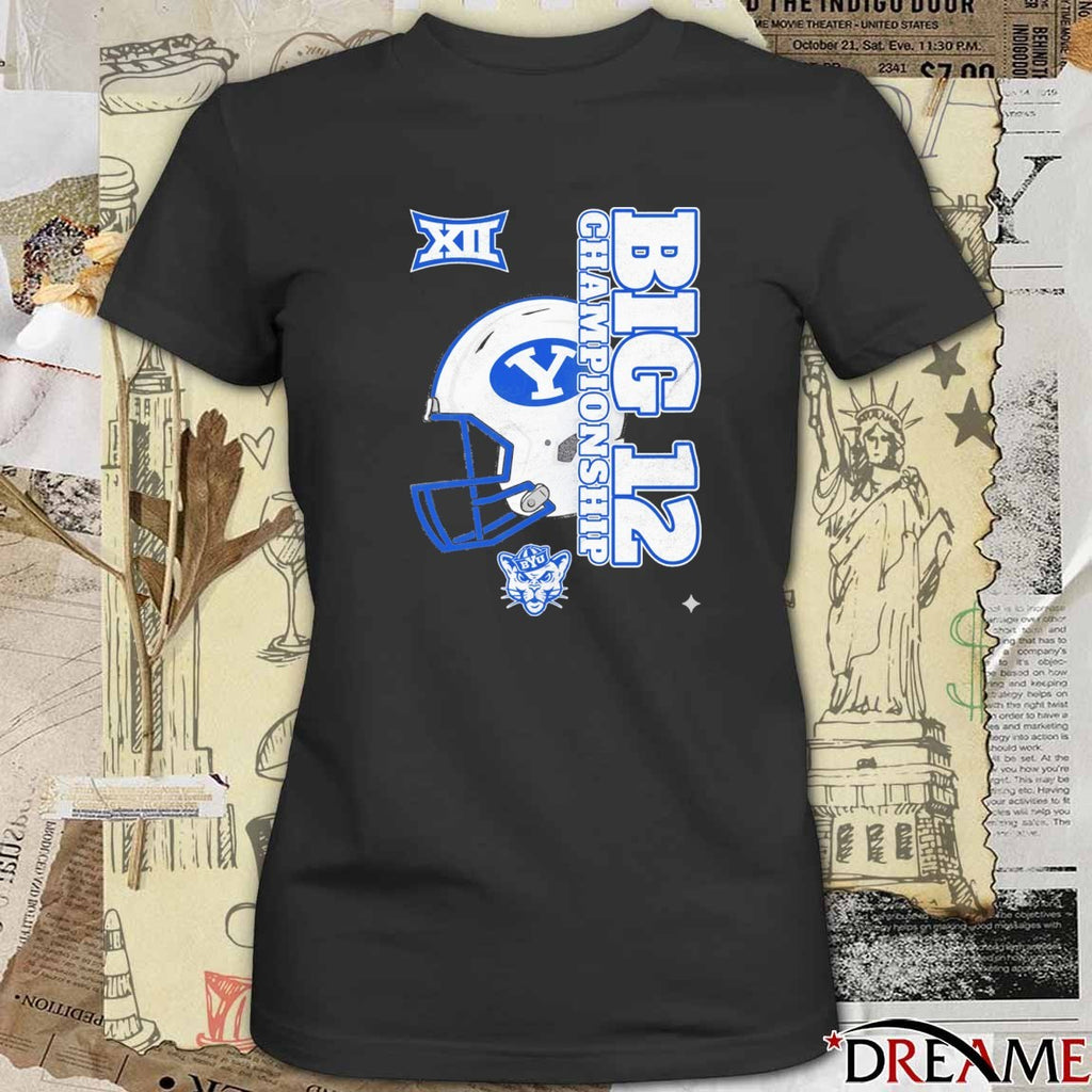 BYU Cougars 2025 Big 12 Football Championship Vertical Helmet December 6 2025 Dallas TX t-shirt