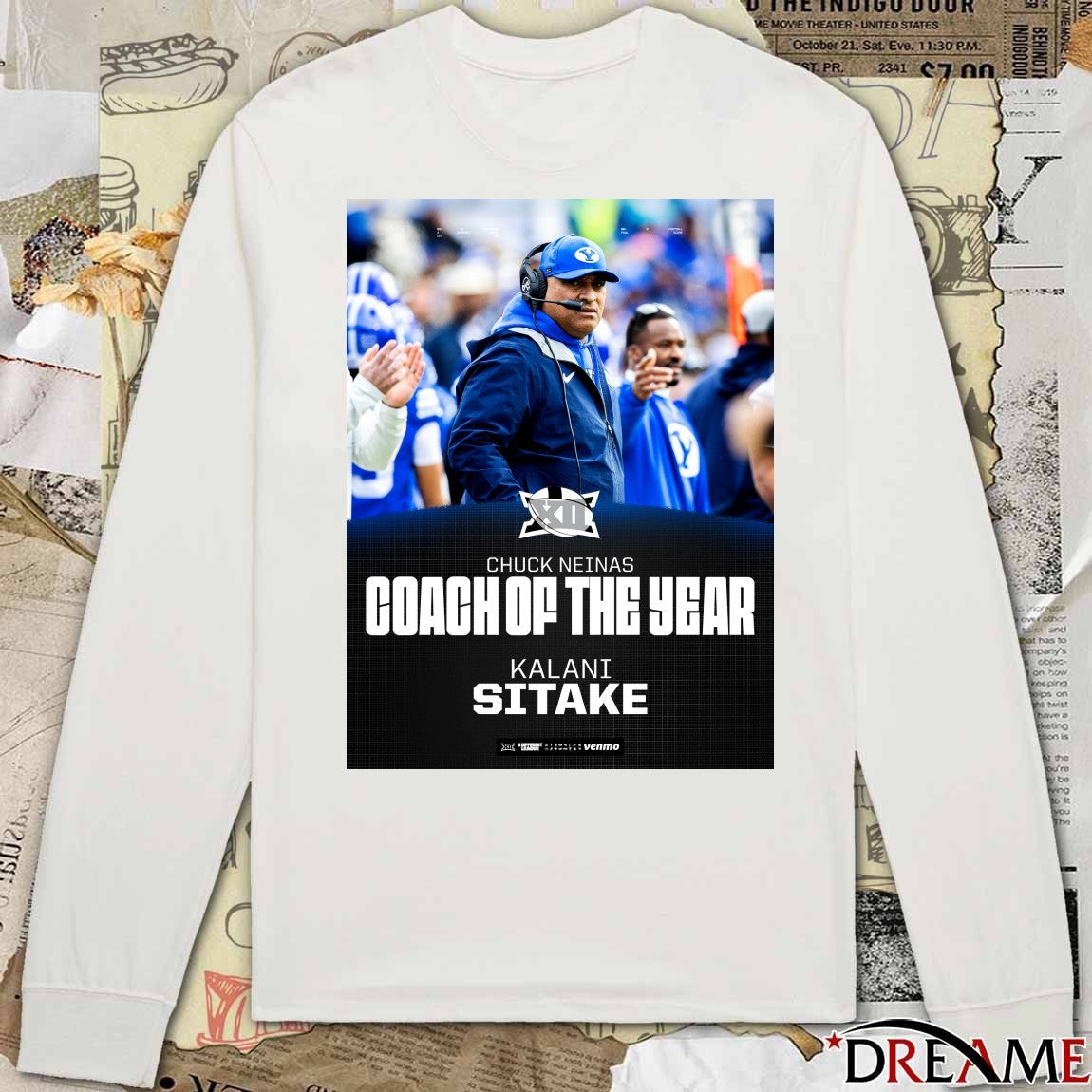 BYU Cougars Kalani Sitake Chuck Neinas Coach of the Year Poster t-shirt