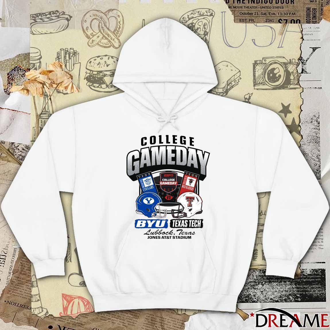 BYU Cougars Vs Texas Tech Red Raiders ESPN College GameDay Ticket Jones AT&T Stadium t-shirt