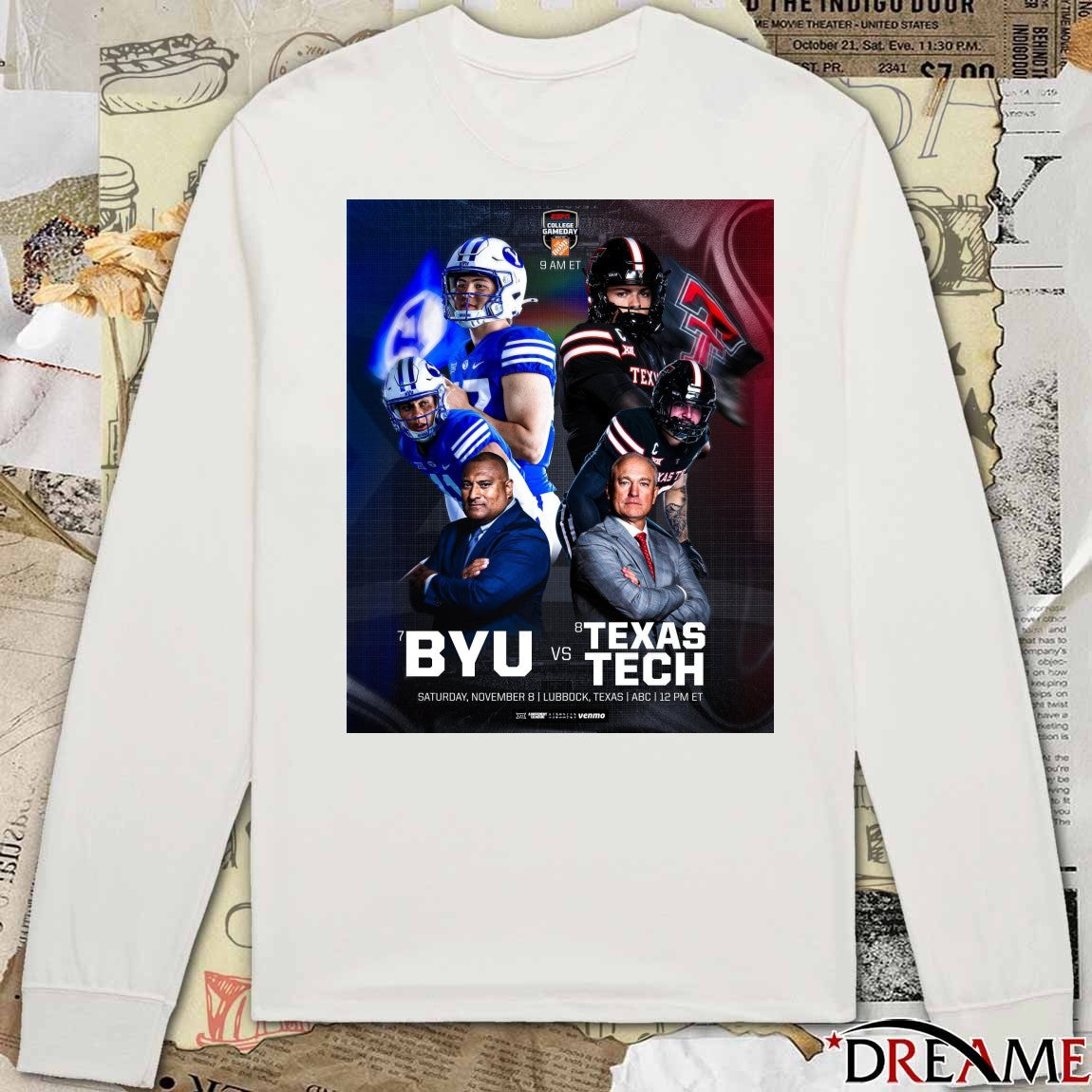 BYU Cougars Vs Texas Tech Red Raiders November 8 2025 in Lubbock, Texas, at Jones AT&T Stadium Poster t-shirt