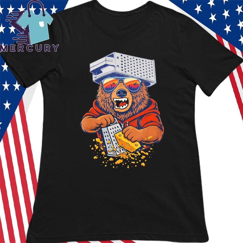 Bear Grating Cheese with Cool Sunglasses Sunset Shirt