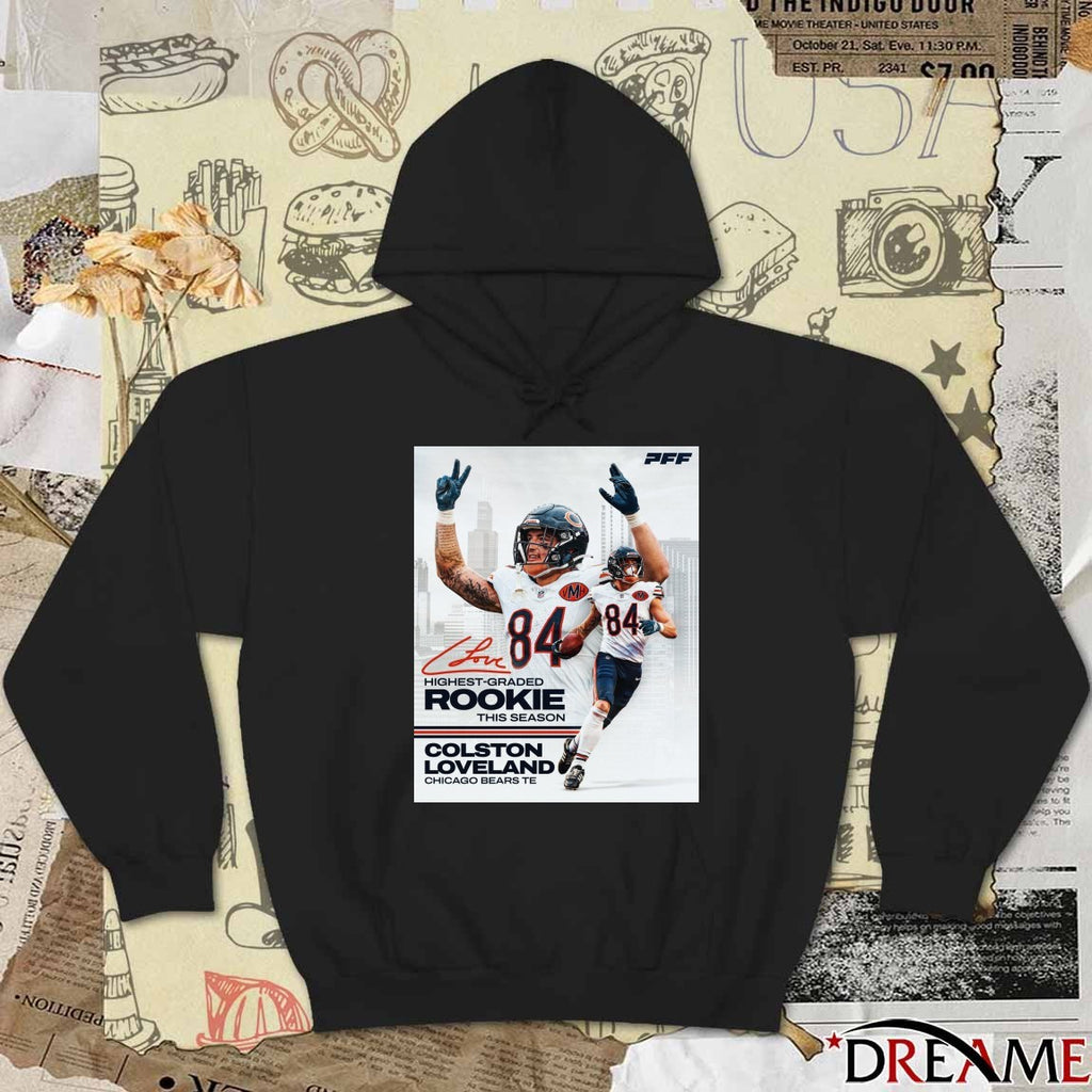 Bears TE Colston Loveland PFF’s Highest-graded Rookie This Season Signature Poster t-shirt
