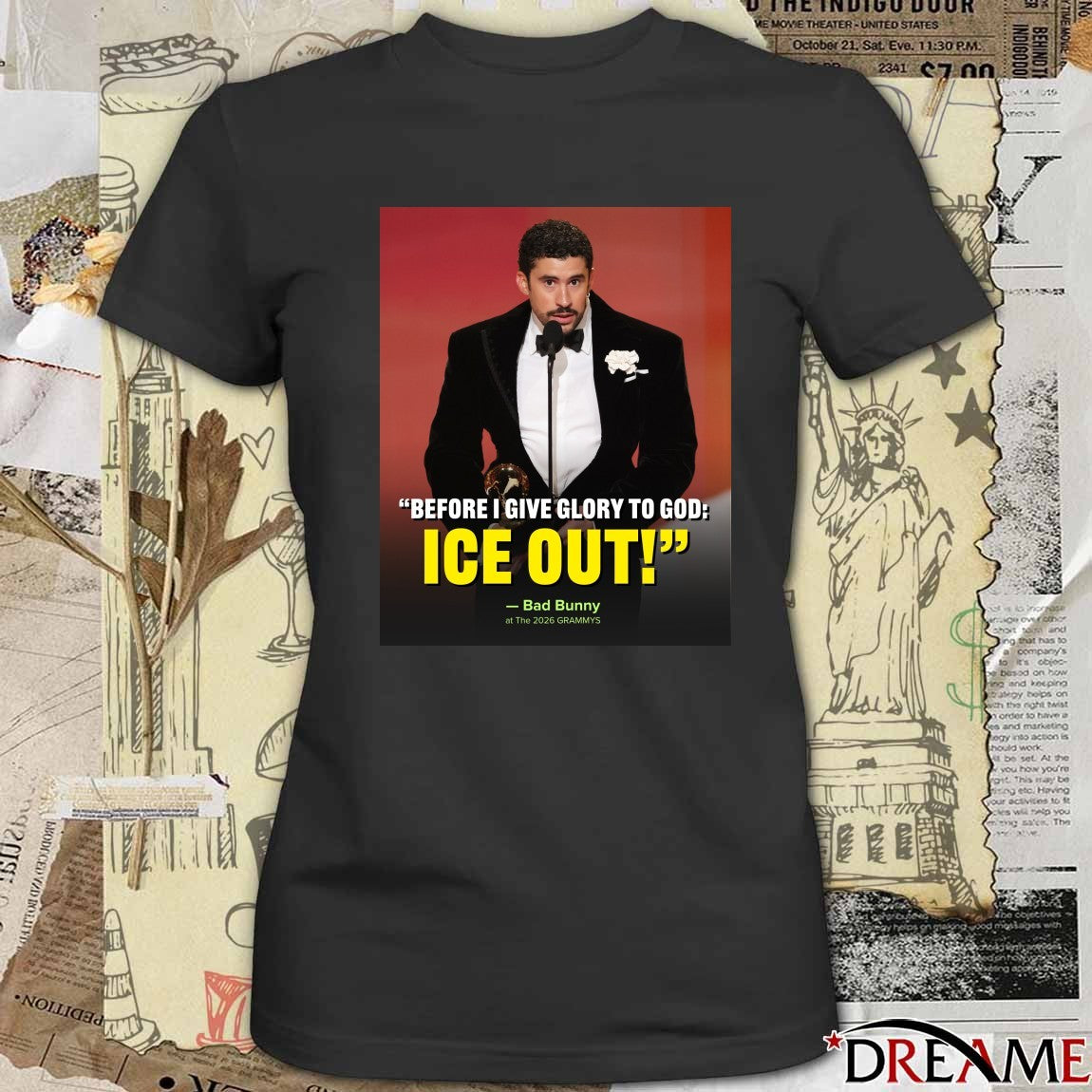 Before I Give Glory To God ICE Out Bad Bunny At The 2026 Grammys Poster t-shirt