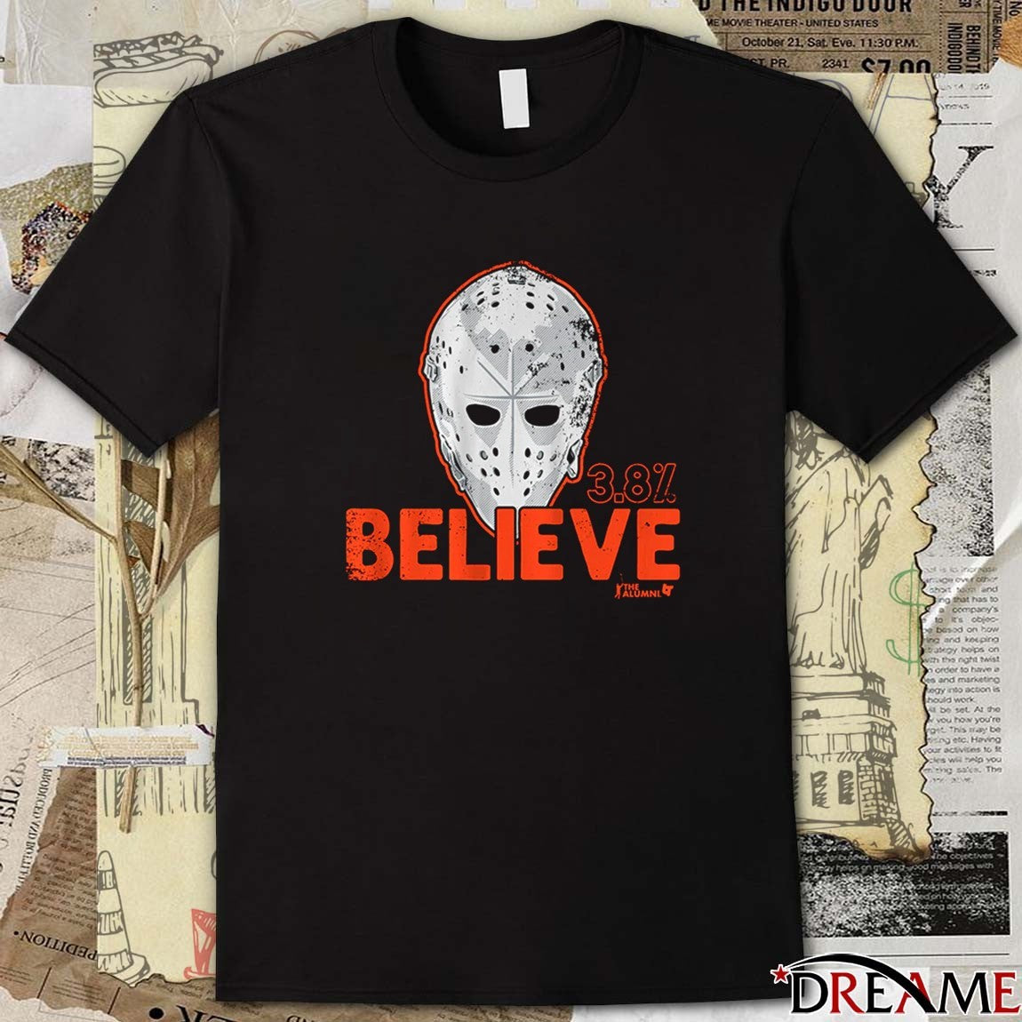 Bernie Parent 3.8% Believe Mask Philadelphia Flyers Hockey t-shirt