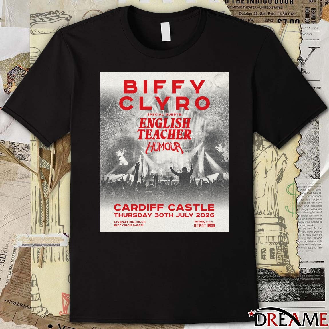 Biffy Clyro Concert Poster July 30 2026 Cardiff Castle t-shirt