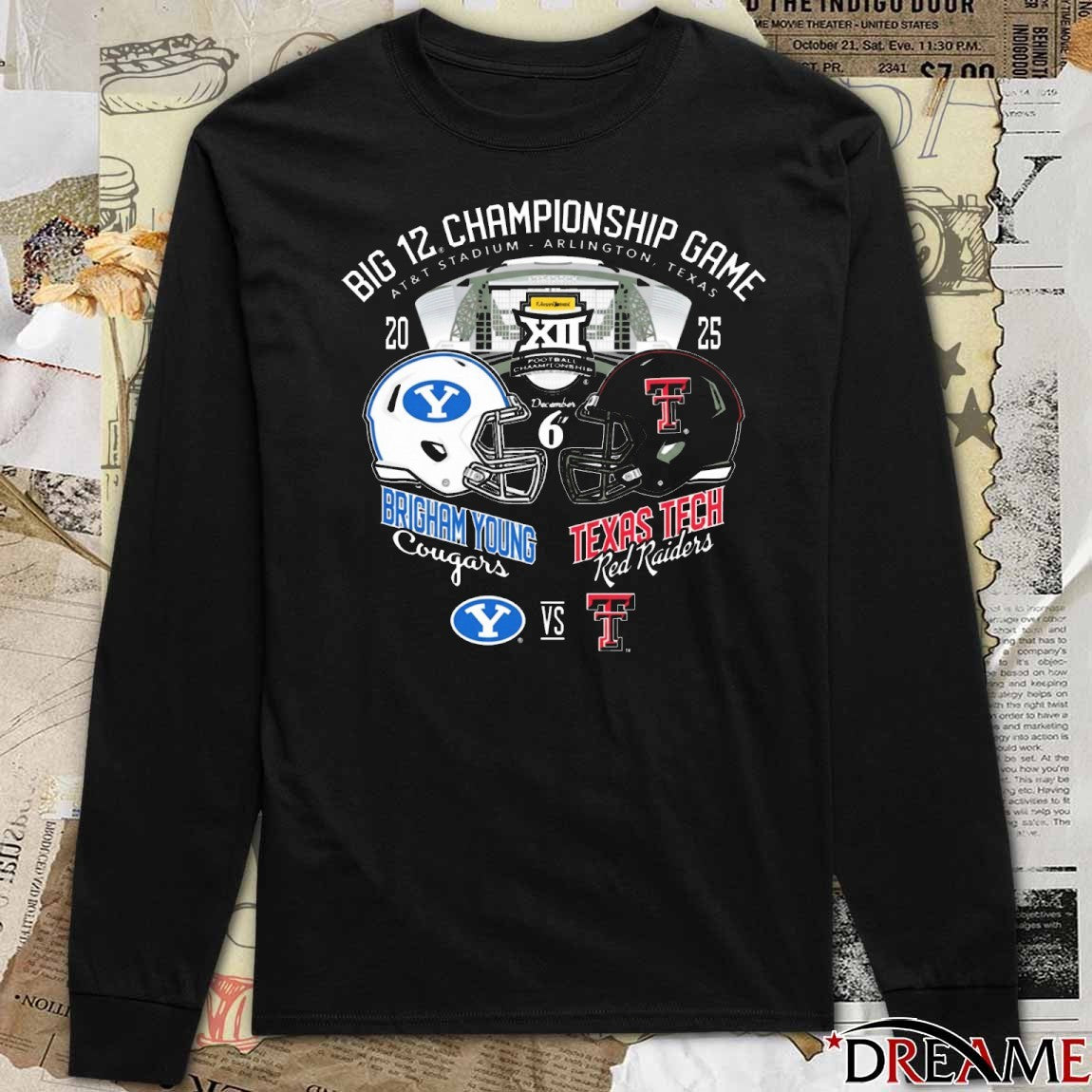 Big 12 Championship Game At&t Stadium Arlington, Texas 2025 BYU Cougars Vs Texas Tech Red Raiders t-shirt