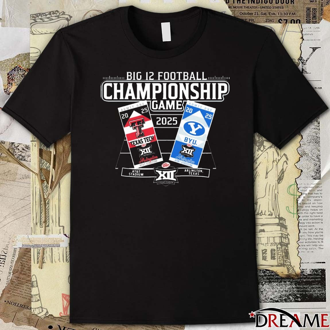Big Ten 2025 Football Championship Stadium Texas Tech Vs Byu Cougars AT&T Stadium Tickets t-shirt