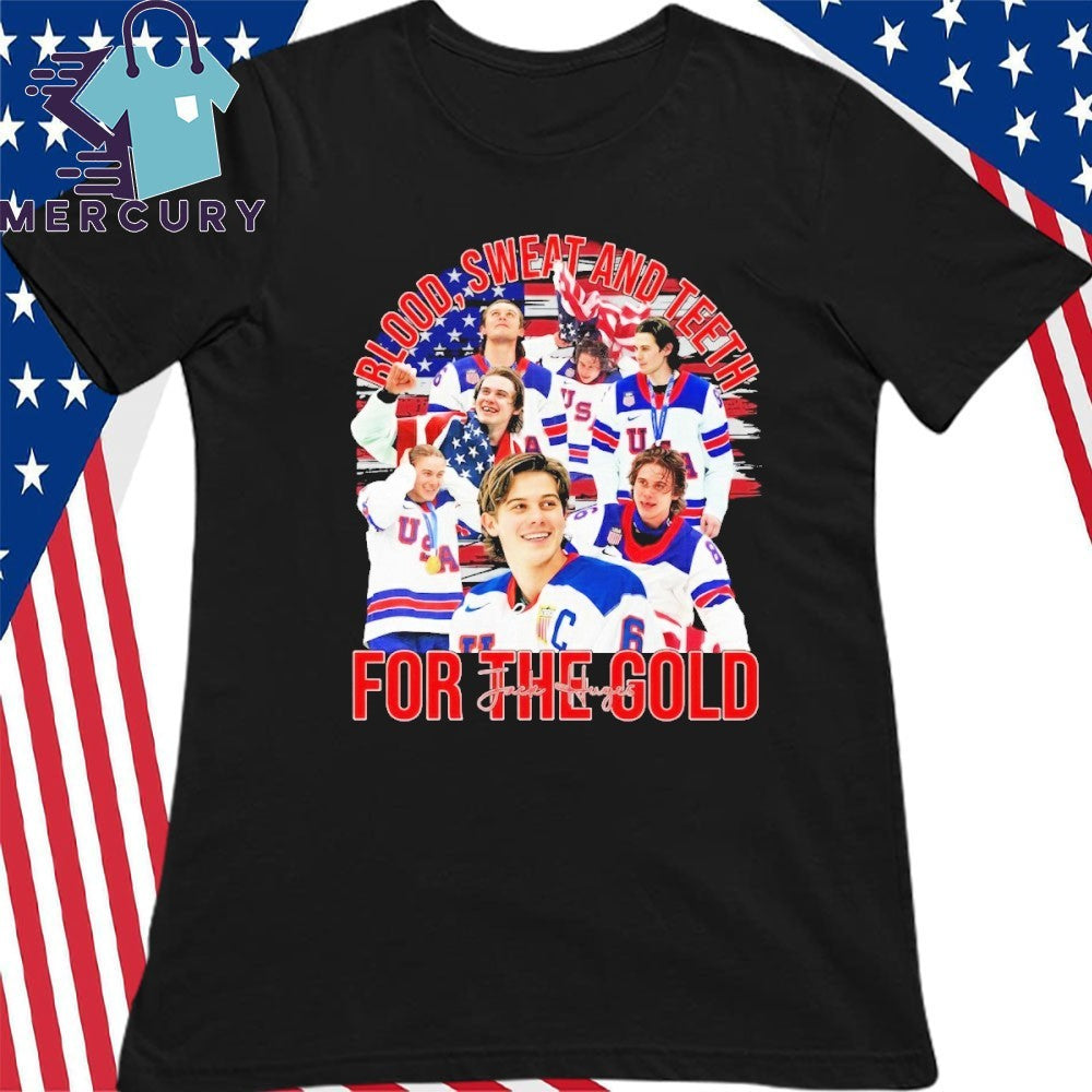 Blood, Sweat and Teeth for the Gold Jack Hughes USA Hockey Gold Medal Champions 2026 Shirt