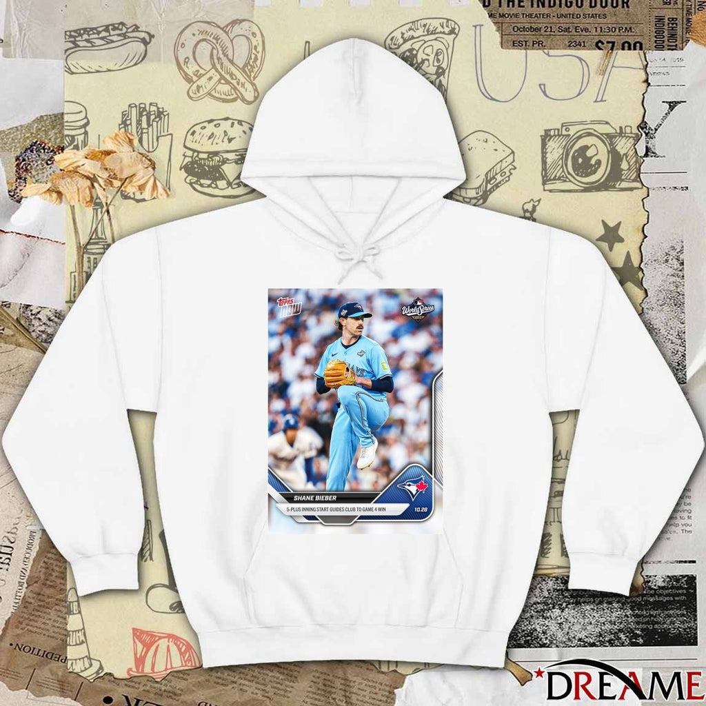 Blue Jays Shane Bieber 2025 MLB Topps 5-Plus Inning Start Guides Club To Game 4 Win t-shirt