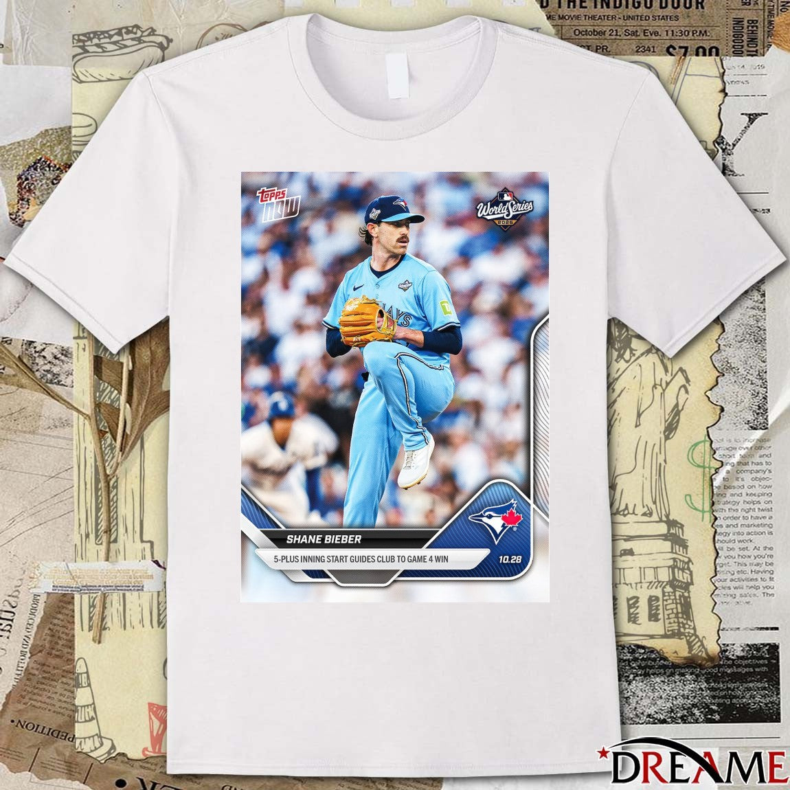 Blue Jays Shane Bieber 2025 MLB Topps 5-Plus Inning Start Guides Club To Game 4 Win t-shirt