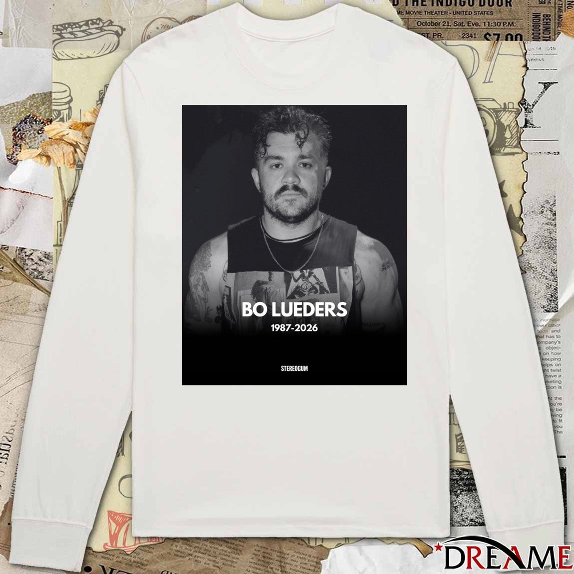 Bo Lueders 1987-2026 Stereogum t-shirt